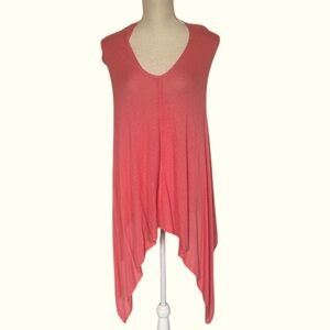 LEXI YORK LY Women's Orange V-Neck Poncho Wrap Pullover 100% Bamboo One Size